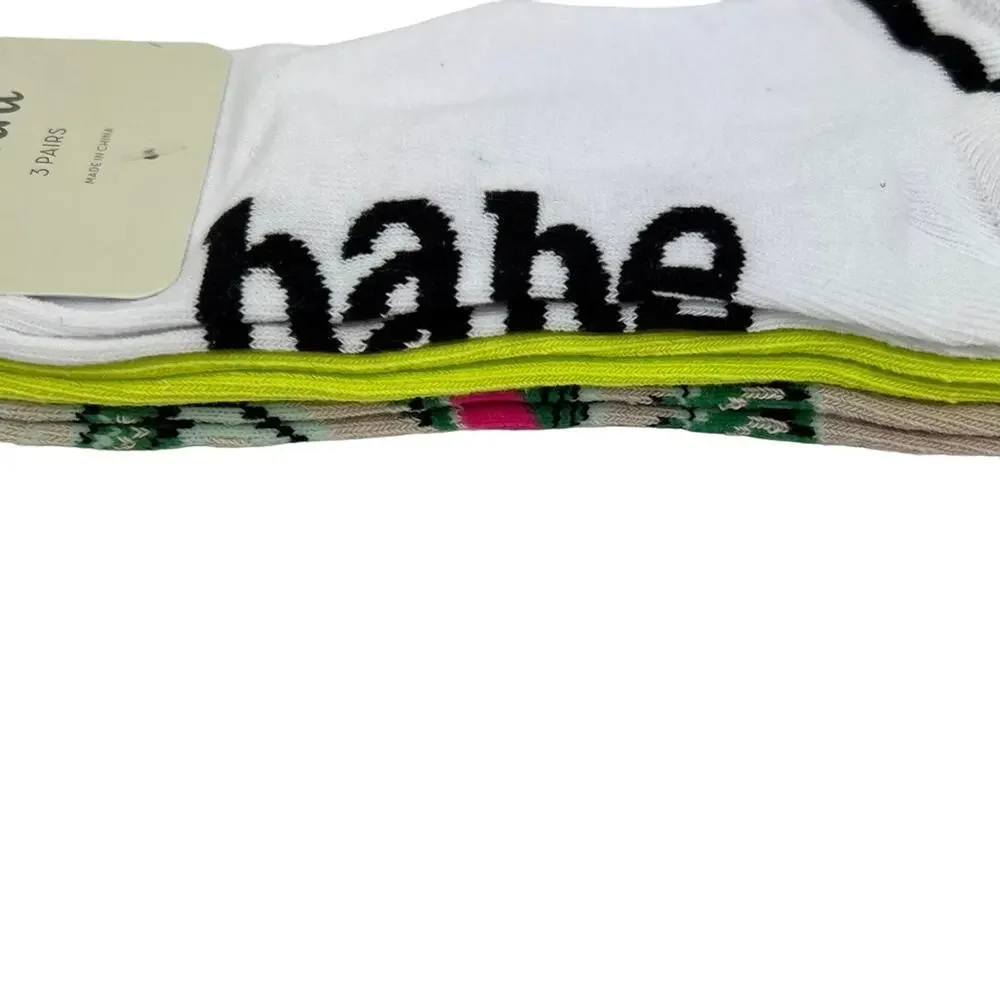 Jenni Women's 3 Pack Palm Neon No-Show Socks - NWT